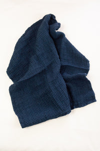 Waffle weave pure linen hand towel, made in Lithuania. In charcoal grey.
