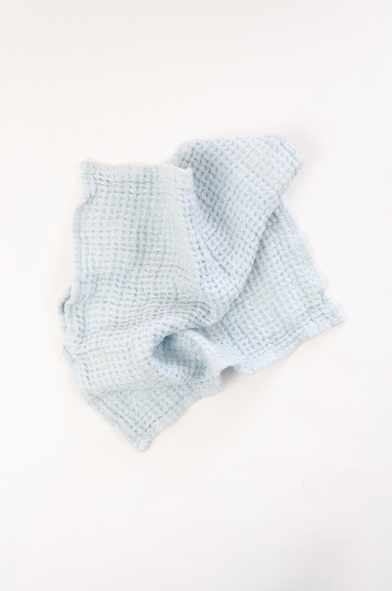 Waffle weave pure linen face cloth (or dish cloth). In ice blue, light blue.