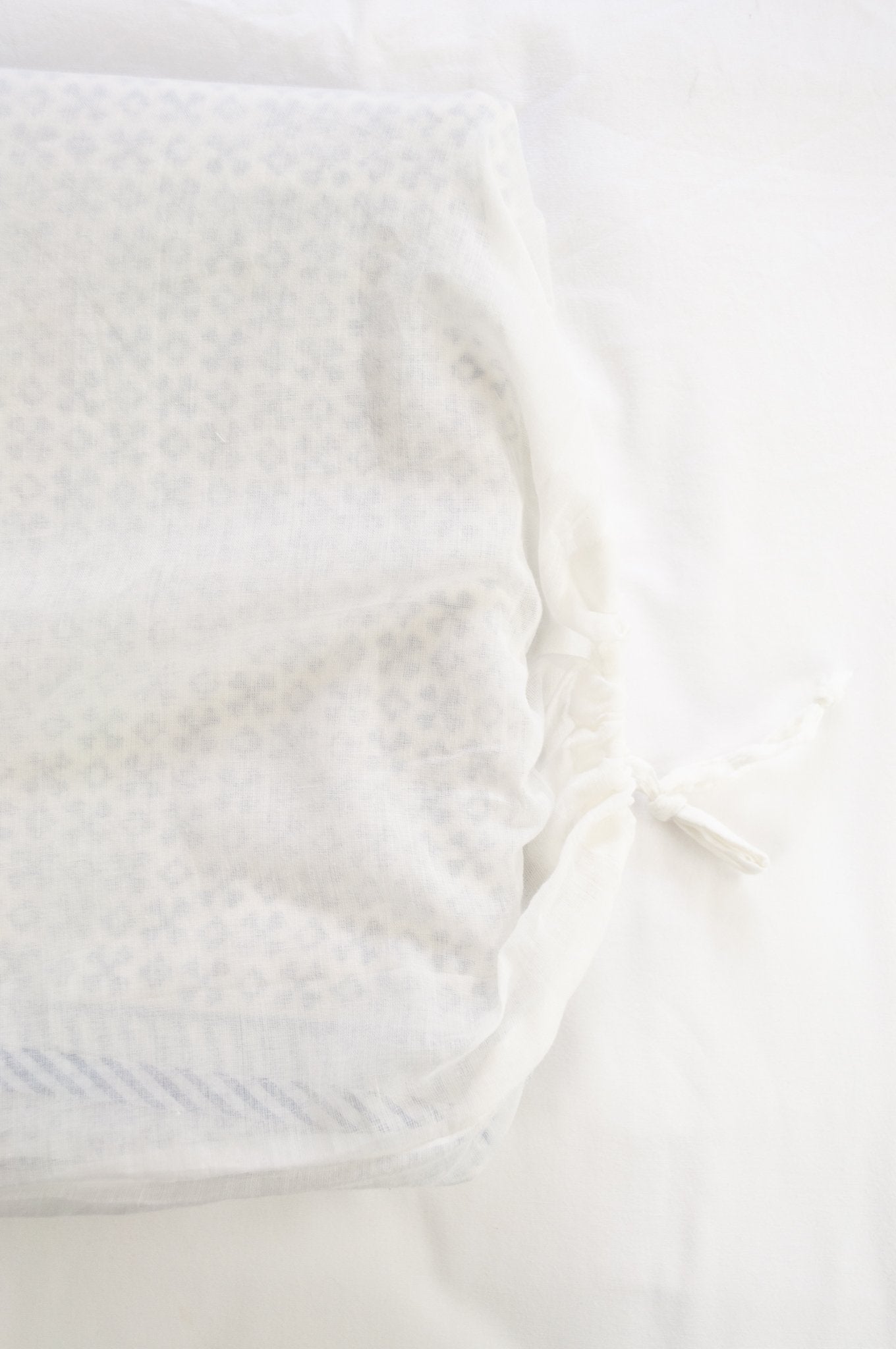 Indigo blue and white geometric jumping jack block print blockprint dohar lightweight muslin bedcover.