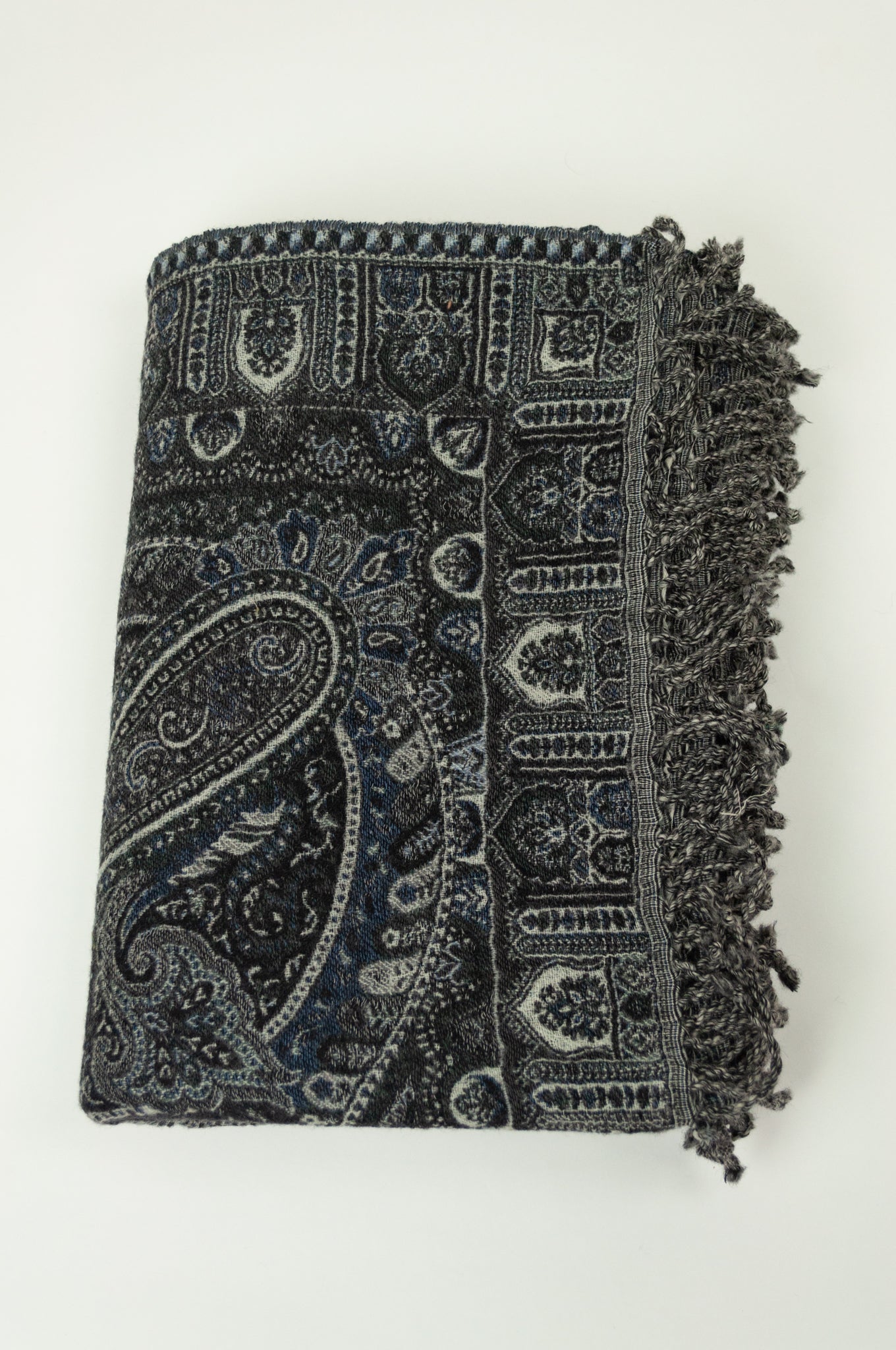 Tasseled wool throw - Jodhpur indigo