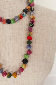 Raga necklace - bright multi kantha stitched