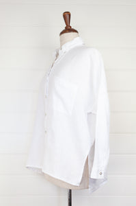 Haris Cotton made in Greece pure linen white button up long sleeve shirt.