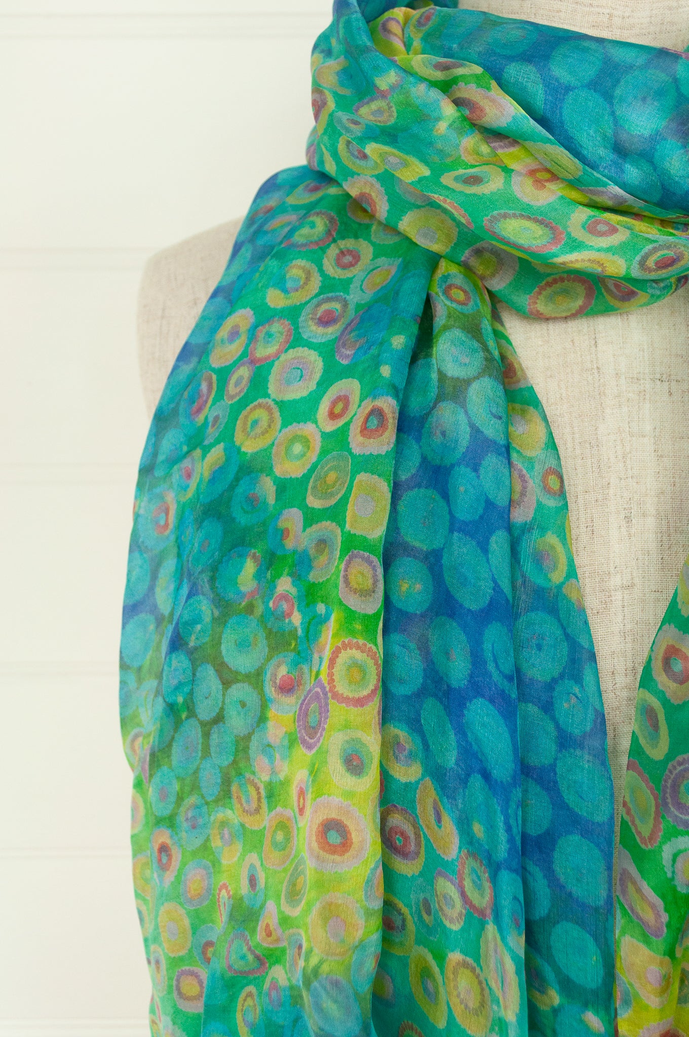 JH Silk spot scarf - cobalt and lime