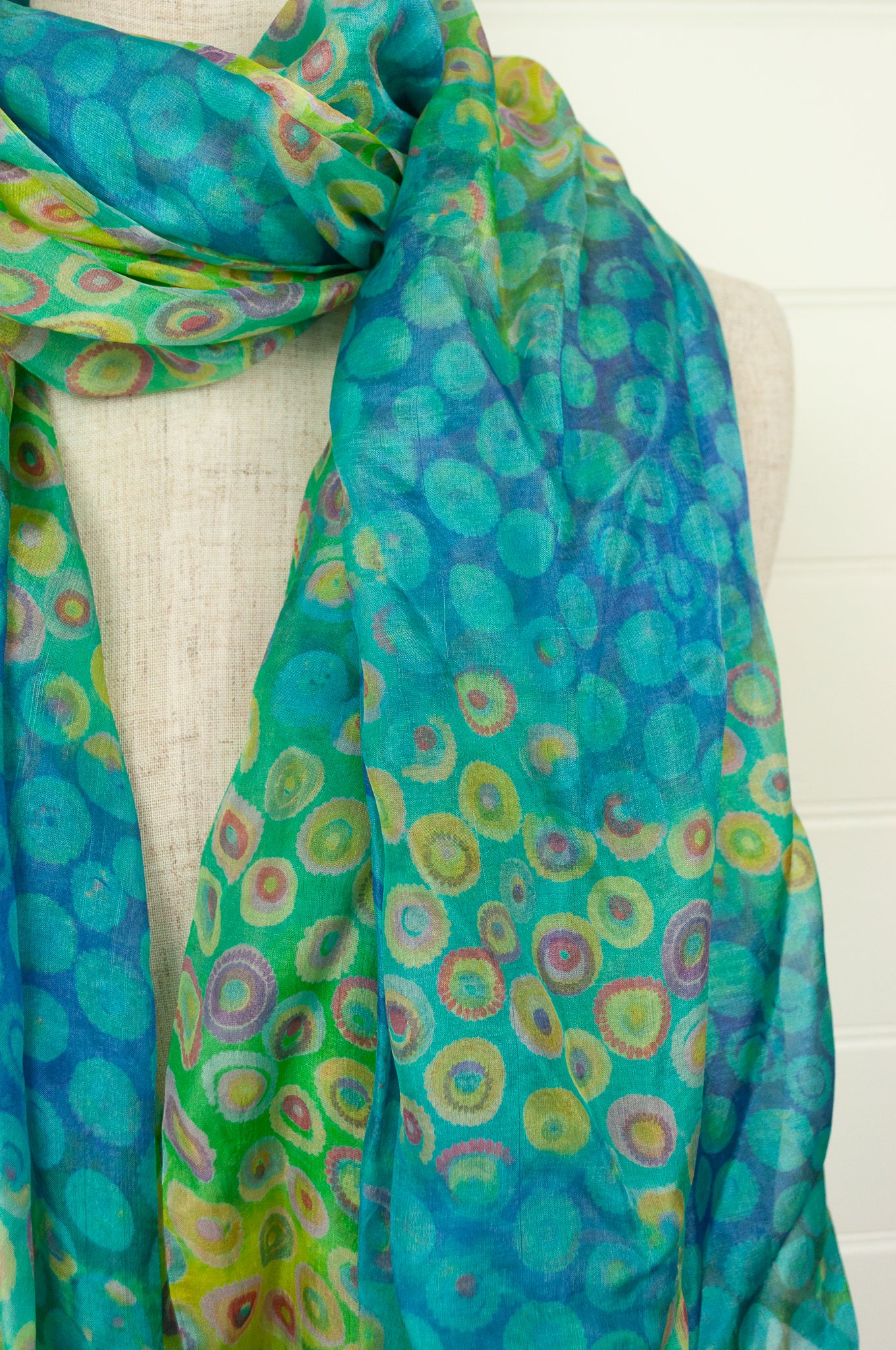 JH Silk spot scarf - cobalt and lime