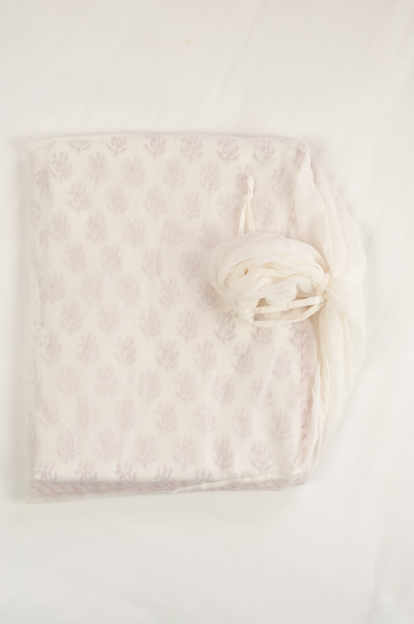 Baby dohar lightweight three layered baby wrap cot quilt, cotton muslin block printed, raspberry red sprig pattern.