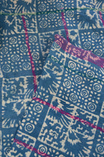 Load image into Gallery viewer, Vintage kantha quilt upcycled from cottonn saris, handstitched and overdyed with mud resist in natural indigo, and brilliant pink border stitching.