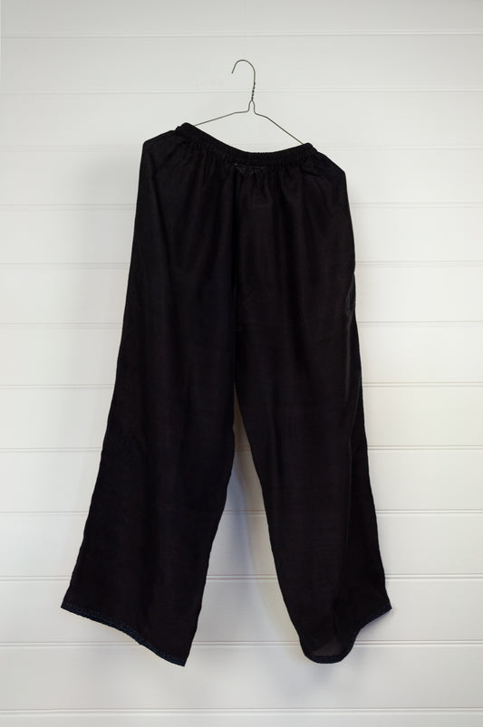 Maku Textiles indigo silk pyjama pants.