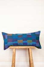 Load image into Gallery viewer, Vintage silk patchwork vibrant shades of indigo blue, with splashes of olive.