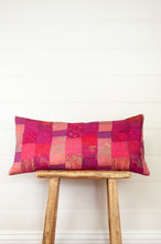 Load image into Gallery viewer, Vintage silk patchwork shades of ruby red and magenta pink and rose.