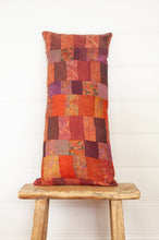 Load image into Gallery viewer, Vintage silk patchwork vibrant shades of russet orange, pink, burgundy.