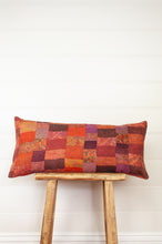 Load image into Gallery viewer, Vintage silk patchwork vibrant shades of russet orange, pink, burgundy.