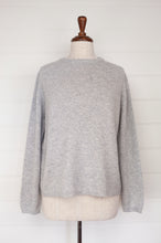 Load image into Gallery viewer, Juniper Hearth pure cashmere classic crew neck sweater in ash grey marled.
