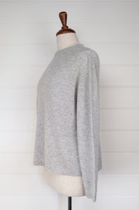 Juniper Hearth pure cashmere classic crew neck sweater in ash grey marled.
