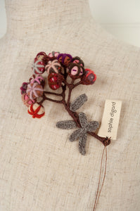 Sophie Digard hand crafted crocheted embroidered warm toned wool flower brooch 4262.