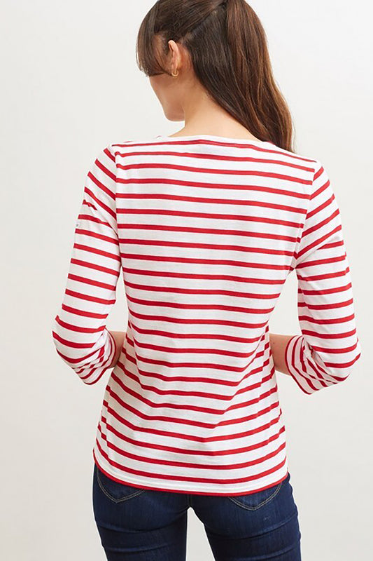 Saint James Galathee II striped top - neige/tulipe