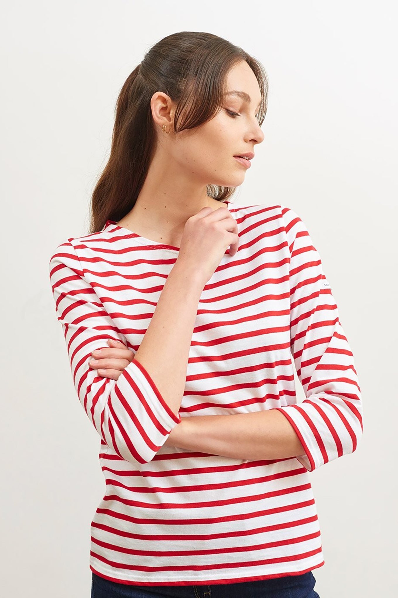 Saint James Galathee II striped top - neige/tulipe