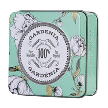 Load image into Gallery viewer, La Chatelaine tinned travel Gardenia soap, made in France.