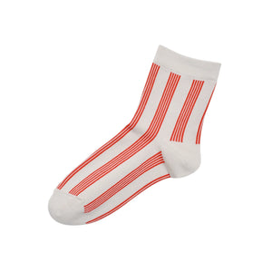 Memeri made in Japan supima cotton red and white stripe socks.
