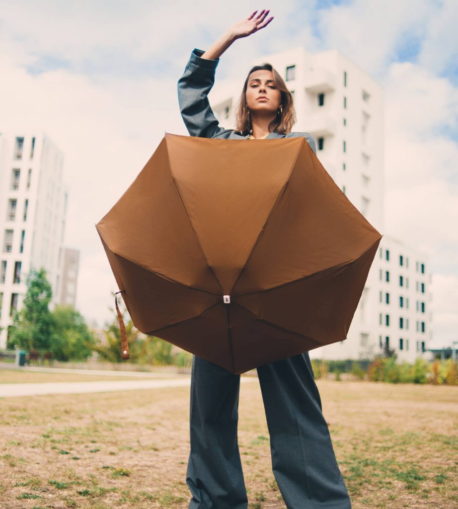 Anatole folding micro-umbrella - Augustine caramel brown