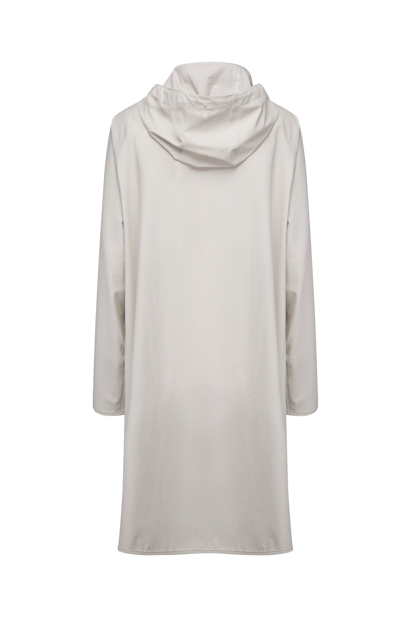 Ilse Jacobsen Rain71 Rain 71 A-line waterproof rain coat with detachable hood. Milk Creme - classic cream. (rear view)