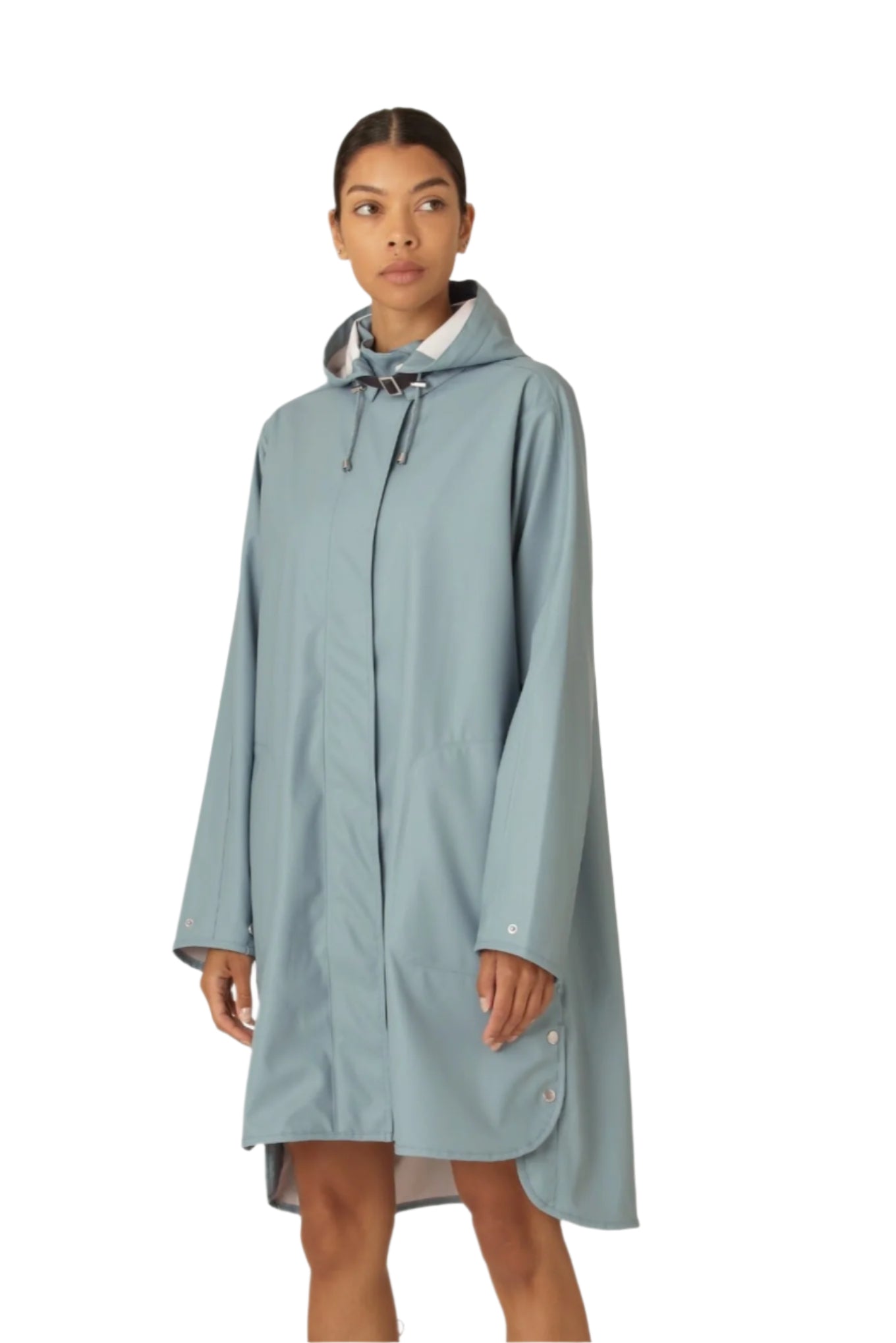 Ilse Jacobsen Rain71 classic raincoat with detachable hood in Blue cloud.