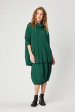 Load image into Gallery viewer, Valia made in Australia merino wool jersey knit Tulip skirt in myrtle green.