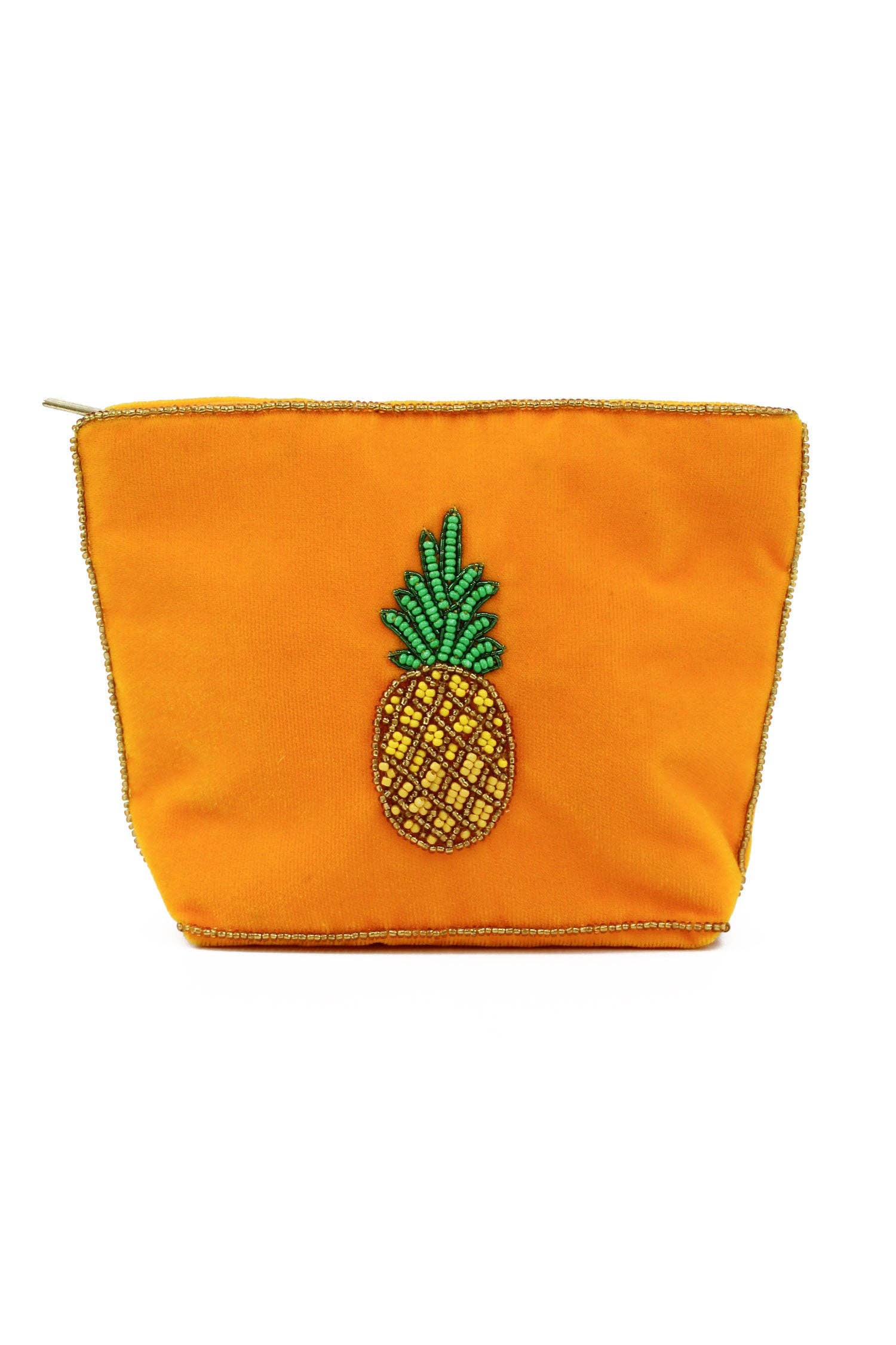 My Doris hand beaded velvet purse with pineapple motif.