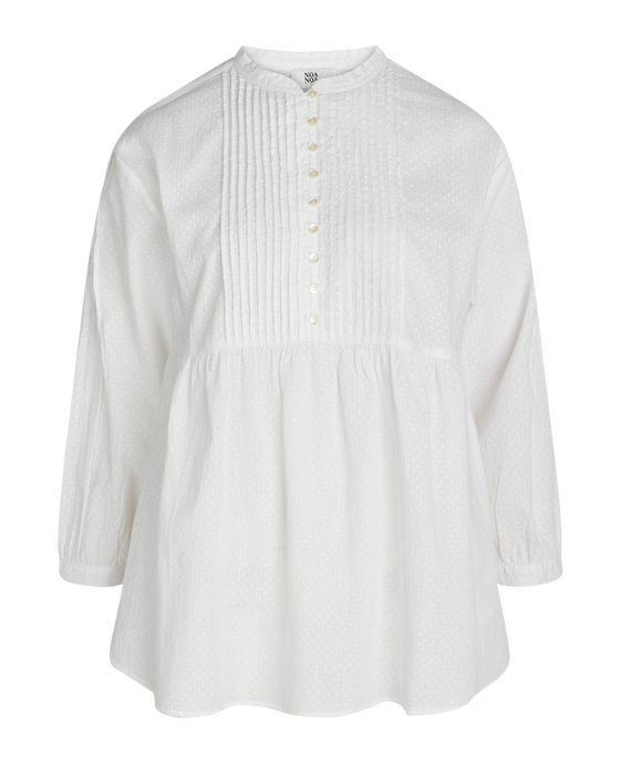 Noa Noa pin tucked tunic style blouse pure white cotton.