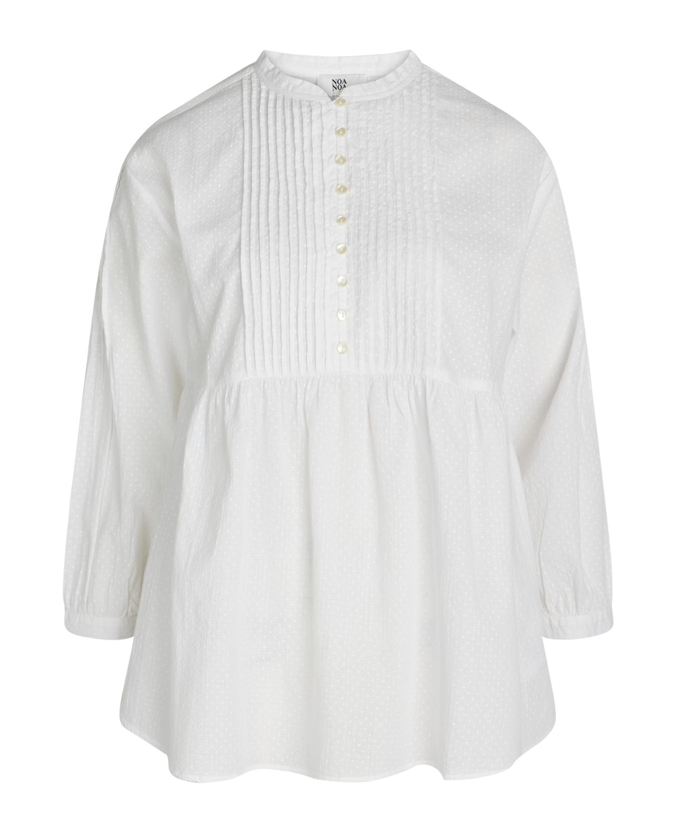 Noa Noa pin tucked tunic style blouse pure white cotton.