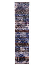 Load image into Gallery viewer, Letol organic cotton jacquard scarf in Ingrid in blue mountain blues and browns.