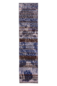 Letol organic cotton jacquard scarf in Ingrid in blue mountain blues and browns.