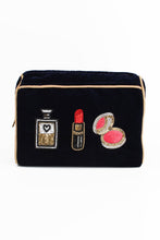 Load image into Gallery viewer, My Doris hand beaded cosmetics purse velvet purse with perfume, lipstick and blush.