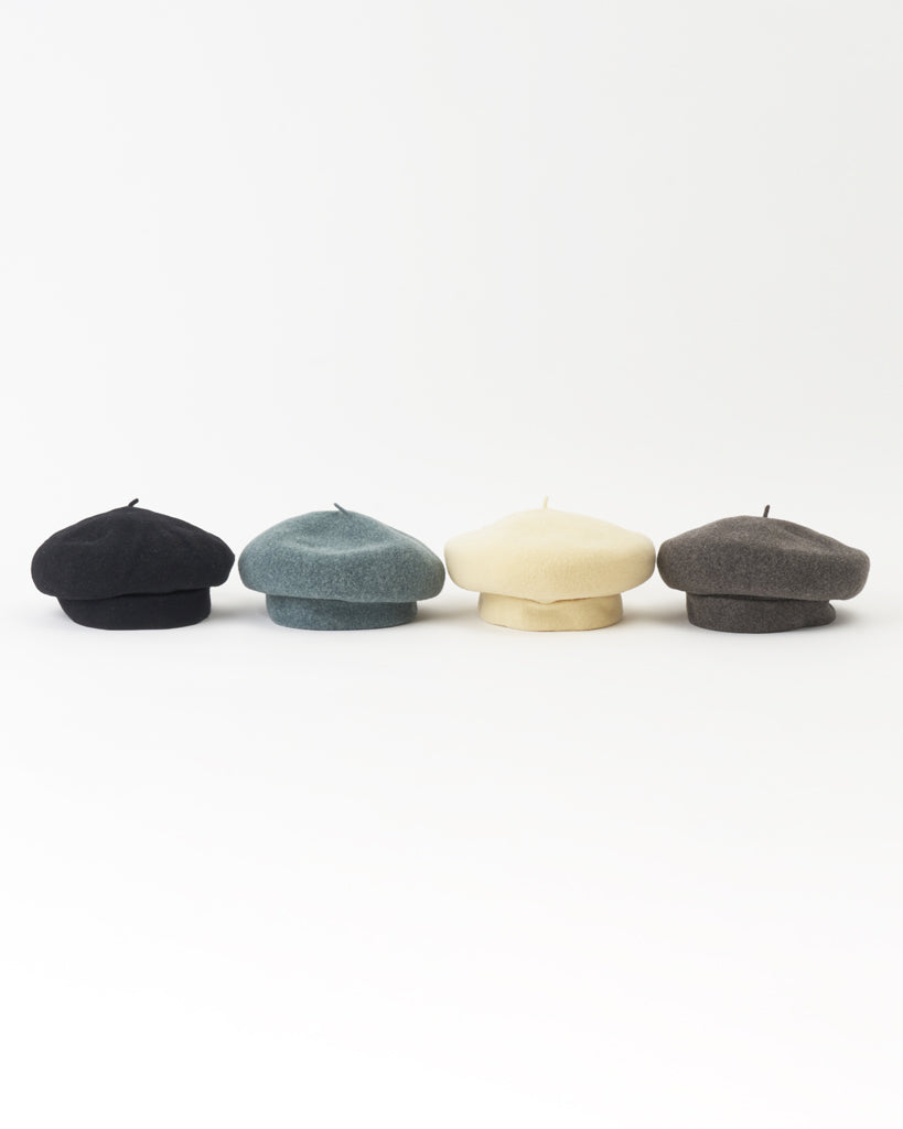 PCNQ made in Japan wool felt beret, Manoca in charcoal grey.