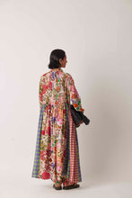 Load image into Gallery viewer, Yavi Kashmir floral and gingham long gathered shirt dress.