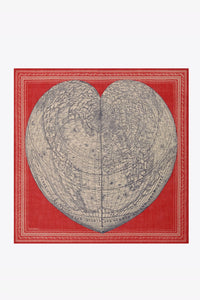 Inoui Editions Mappemonde wool carre in red.