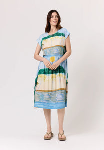 Nancybird Tathra dress in cotton jersey in lagoon print.