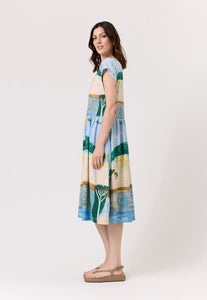 Nancybird Tathra dress in cotton jersey in lagoon print.