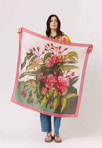 Nancybird silk square scarf with flowering gum print.