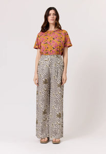 Nancybird Niko pant in tencel linen blend lino palm print.