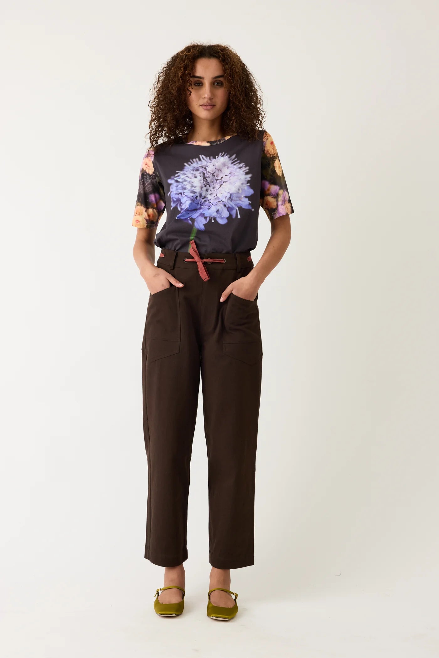 Nancybird Sera cotton linen blend brown pants.