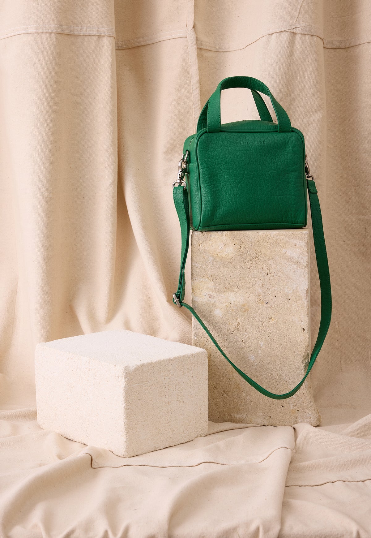 Nancybird Koren leather cross body or handbag in verdant green.
