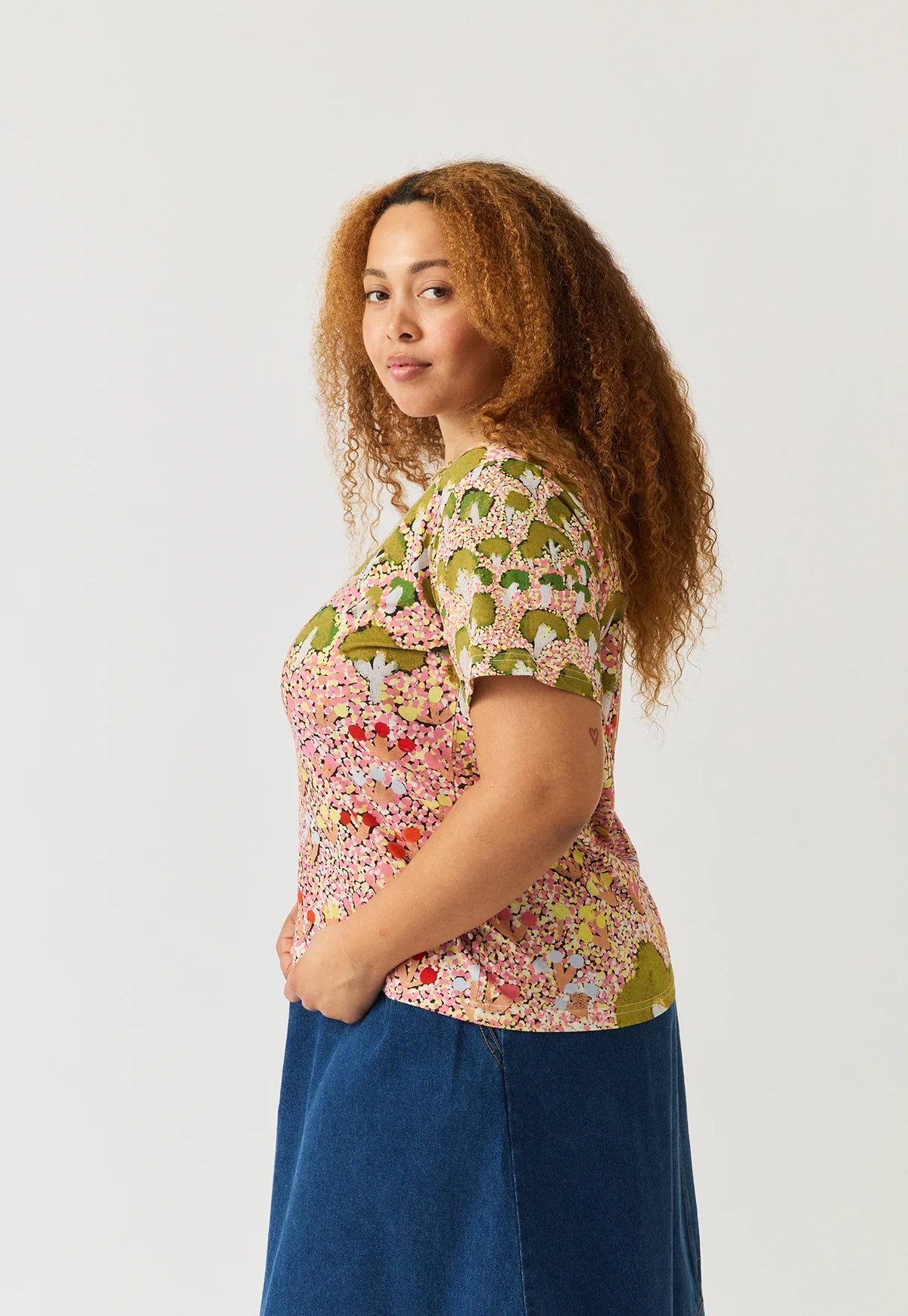 Nancybird Apollo organic cotton tshirt featuring View of Country artwork print.