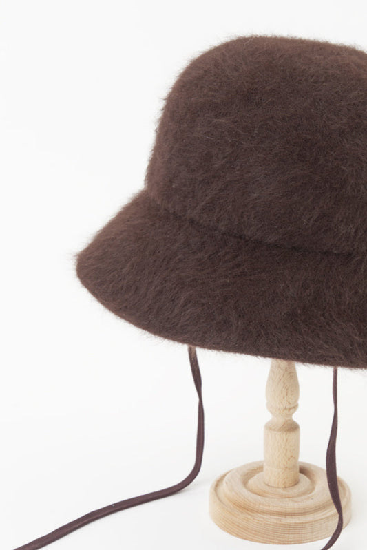 Parcnique PCNQ Angora felt cloche hat in brown.