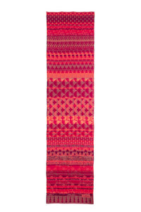 Letol organic cotton jacquard scarf in Ziggy coulis pink and red berry tones.