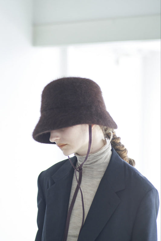 Parcnique PCNQ Angora felt cloche hat in brown.