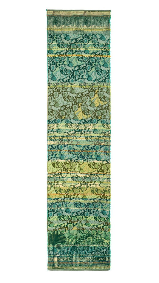 Letol organic cotton jacquard scarf floral design Serena in grenouille green. 