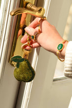 Load image into Gallery viewer, My Doris handbeaded green pear keyring.