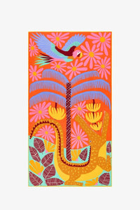 Inoui Editions Mangrove pastel colourful tropical scene on cotton scarf.