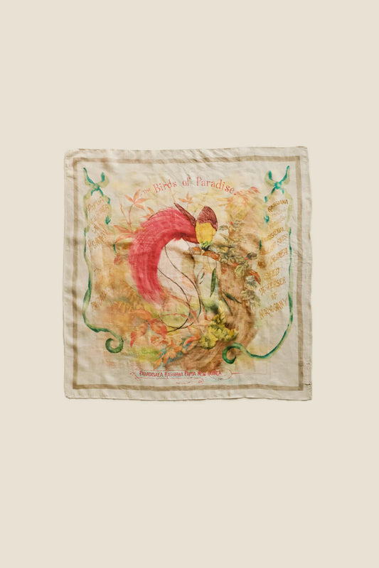 Runaway Bicycle silk Eddy scarf handloom digital print bird of paradise.