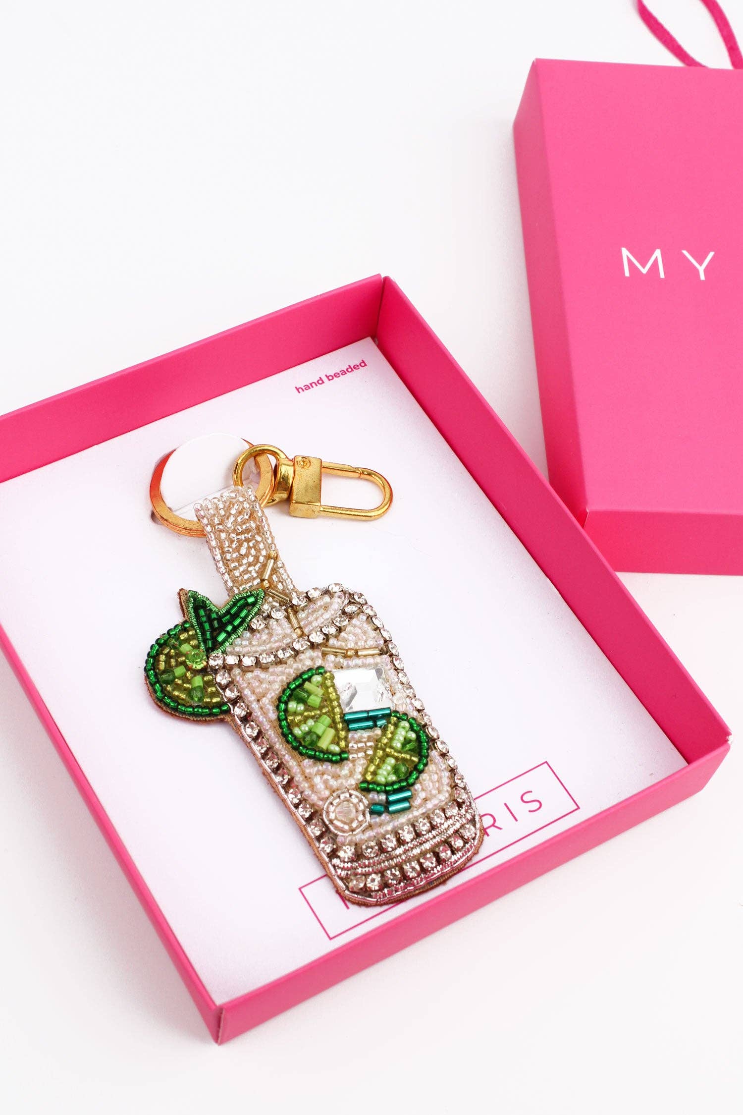My Doris hand beaded mojito charm keyring.